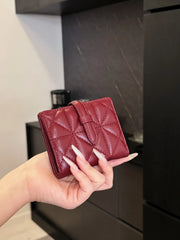 PU Leather Solid Color Card Case Deep Red One Size OutfitFlow