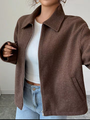 Casual Zip-Up Long Sleeve Jacket Trendsi