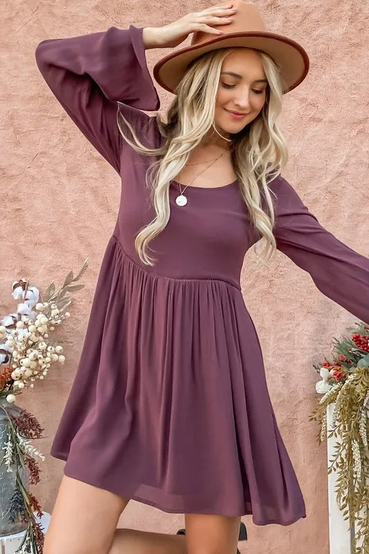 And The Why Back Lace Button Down Detail Bell Sleeve Dress OutfitFlow