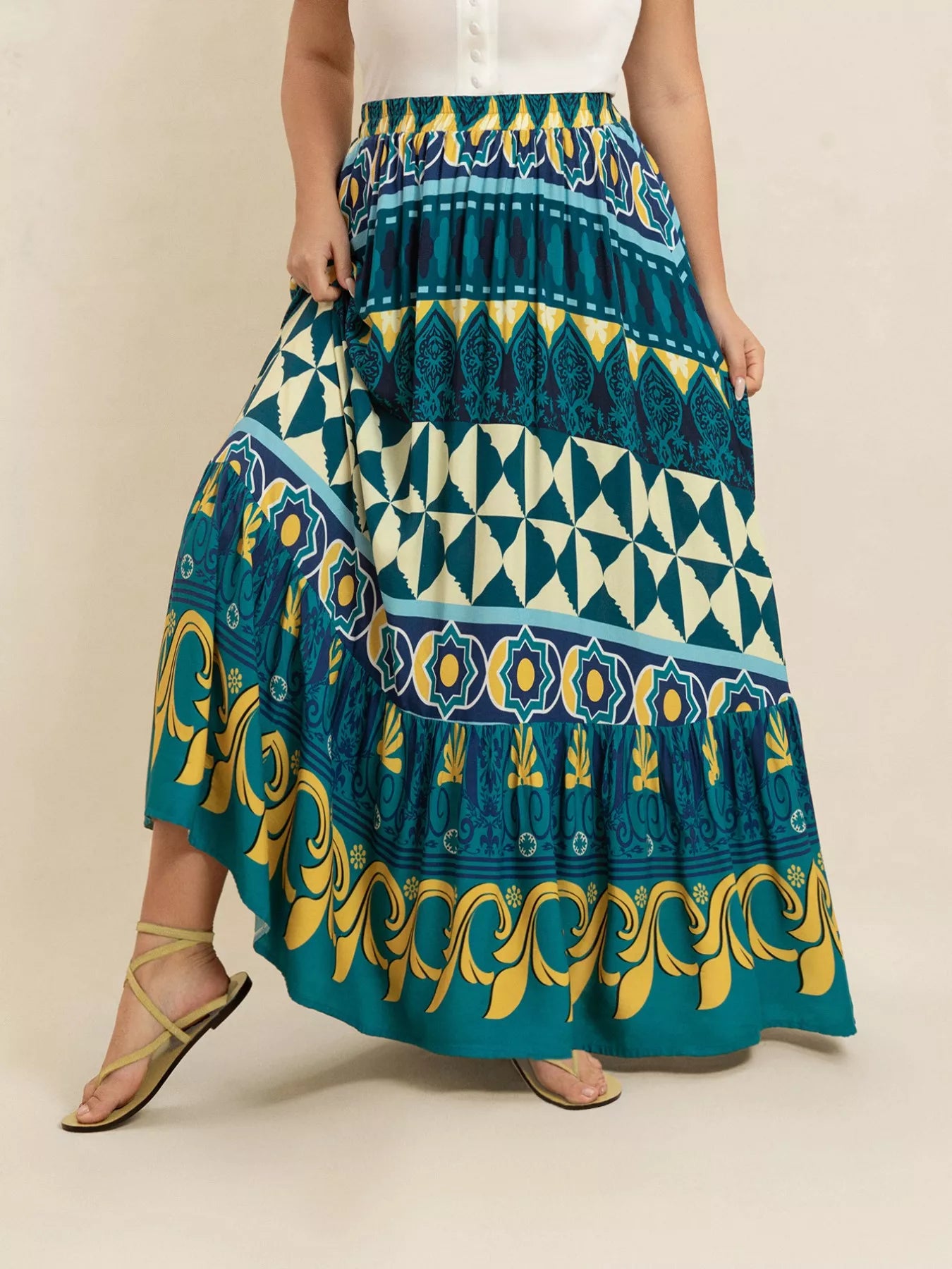 Plus Size Printed Maxi Skirt OutfitFlow