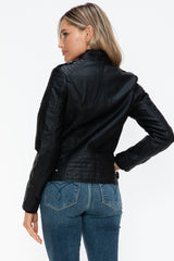 Outfit Flow - Snobbish PU Leather Biker Jacket with Side Zip Pockets