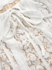 Off-Shoulder Lace Top with Bell Sleeves OutfitFlow