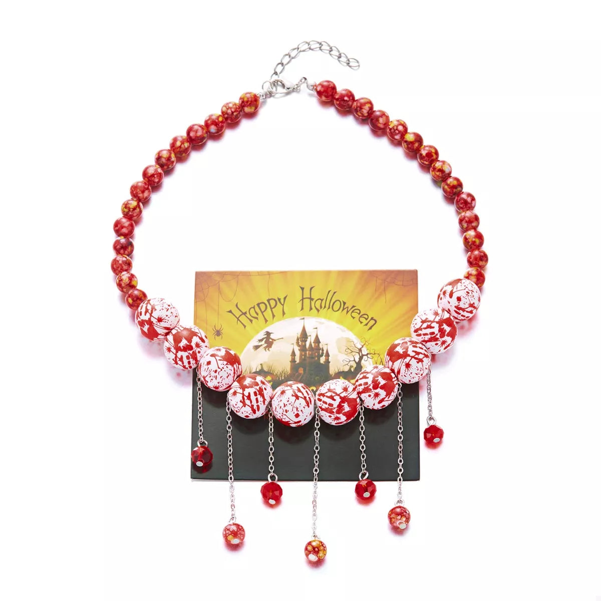 Halloween Theme Necklace with Dangling Beads OutfitFlow