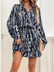 Printed Long Sleeve Shirt Dress OutfitFlow