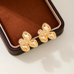 18K Gold-Plated Alloy Flower Stud Earrings OutfitFlow
