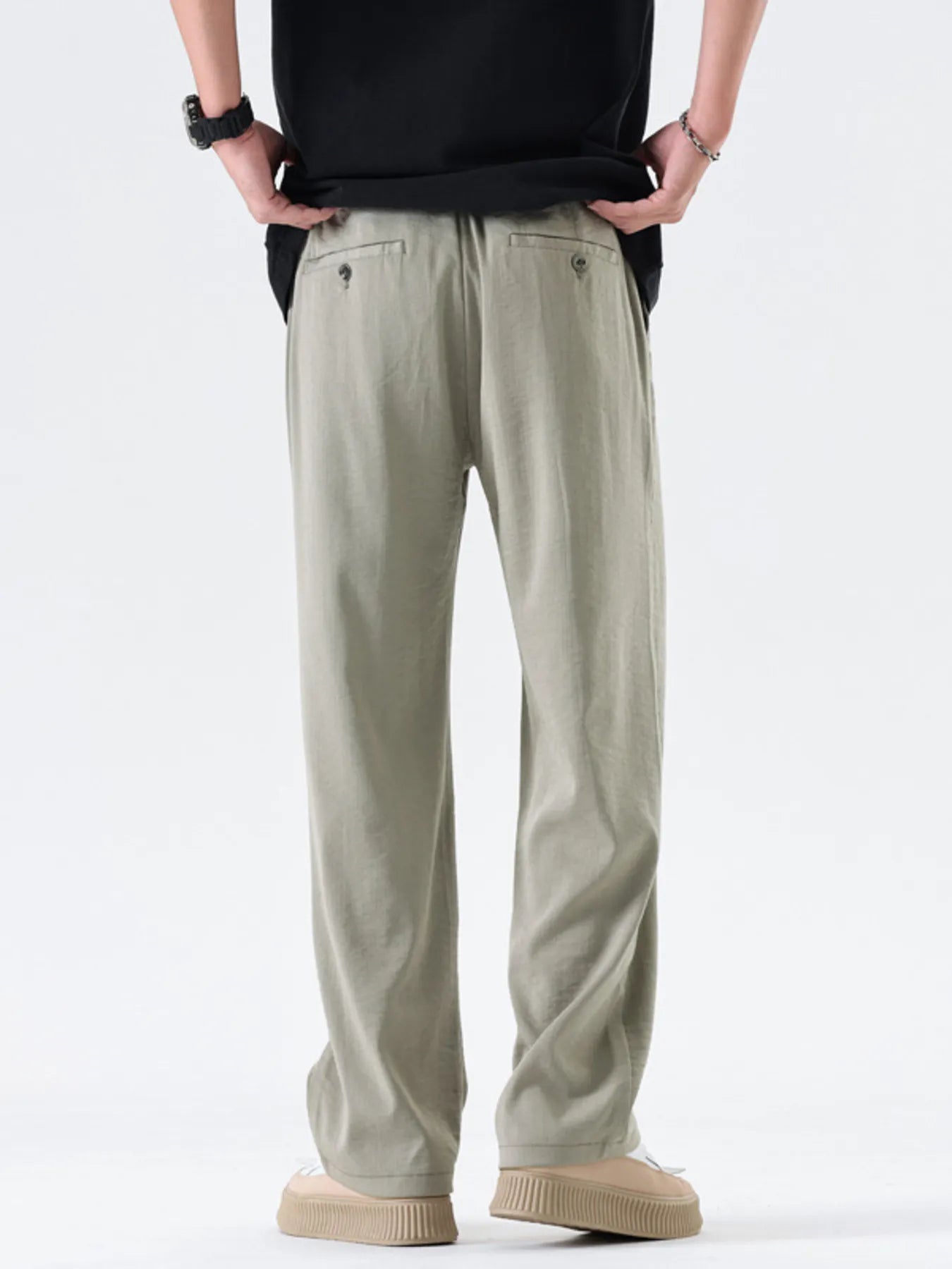 Men's Full Size Relaxed Fit Wide Leg Casual Pants Plus Size OutfitFlow