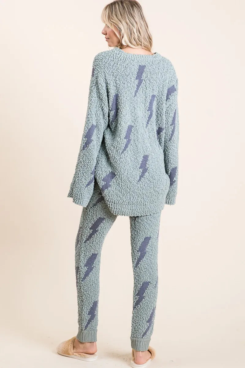 BiBi Cozy Soft Hairy Popcorn Sweater Pants OutfitFlow