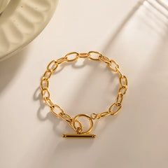 18K Gold-Plated Stainless Steel Toggle Chain Bracelet OutfitFlow