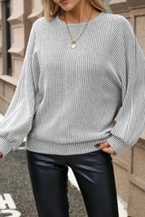 Striped Round Neck Long Sleeve Top Trendsi