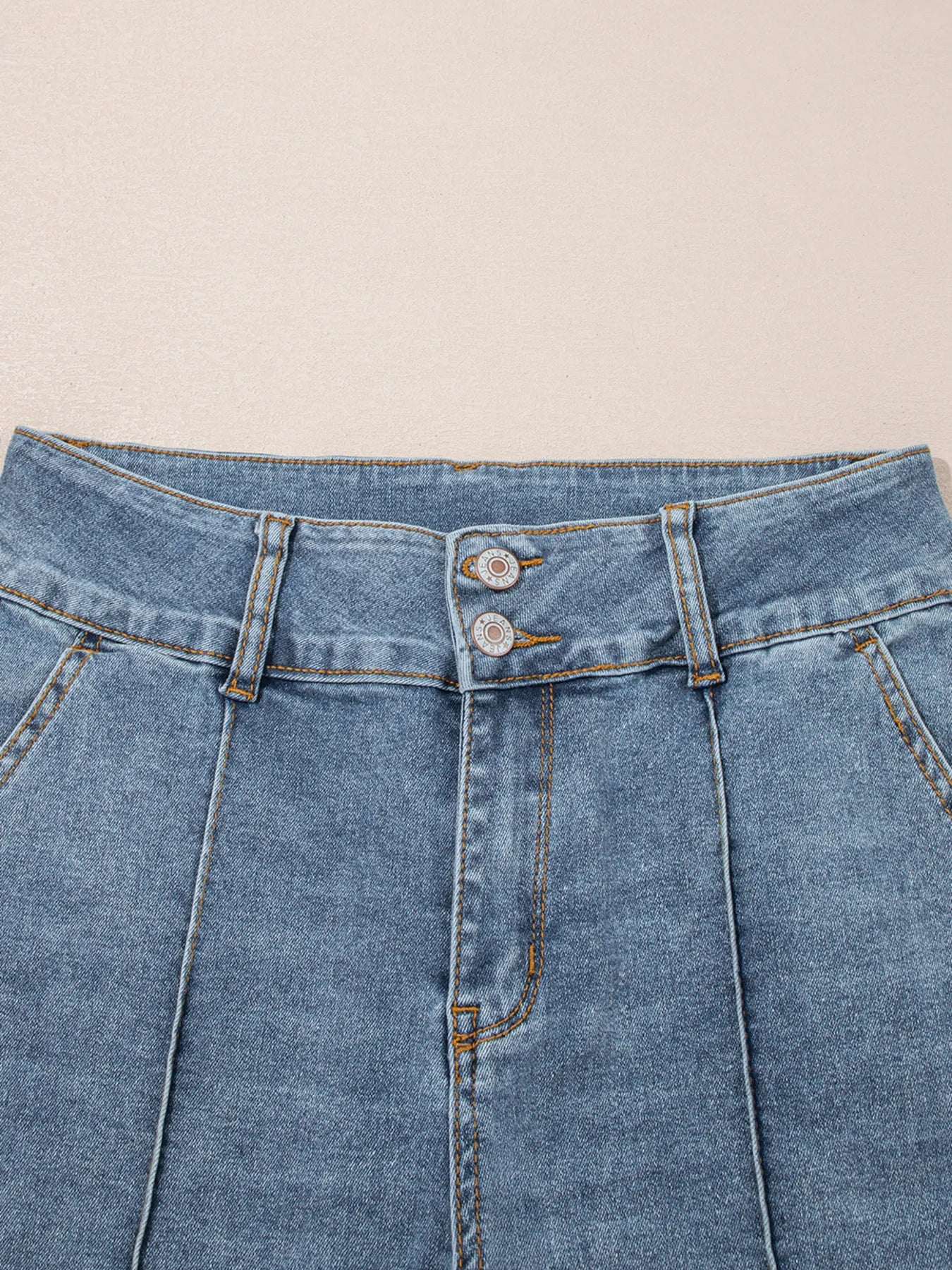 High-Waisted Flare Jeans with Seam Detail OutfitFlow