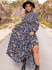 Plus Size Floral Print Long Sleeve Maxi Dress Trendsi