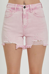 RISEN High Rise Distressed Denim Shorts