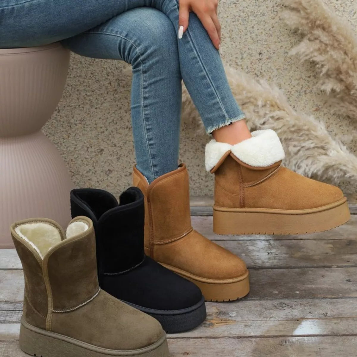 Round Toe Platform Boots OutfitFlow