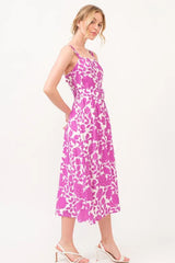 And The Why Square Neck Belted Floral Printed Midi Dress OutfitFlow
