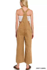 Zenana Washed Knot Strap Pockets Jumpsuit Trendsi