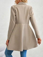 Collared Neck Double Breasted Coat Trendsi