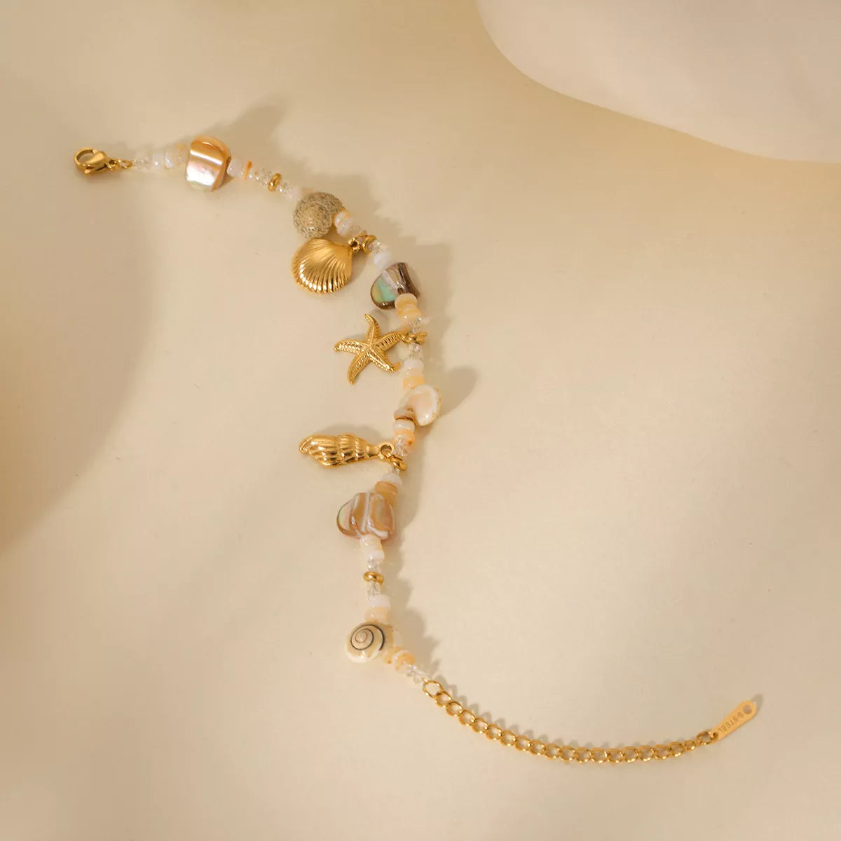 18K Gold-Plated Shell Charm Bracelet OutfitFlow