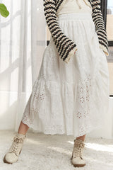 ADORA Elastic Waistband Tiered Midi Skirt OutfitFlow
