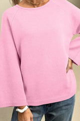 Solid Color Knit Loose Bracelet Sleeve Dolman Sweater OutfitFlow