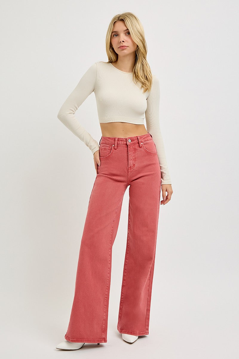 Outfit Flow - RISEN Full Size High Rise Tummy Control Wide Leg Jeans