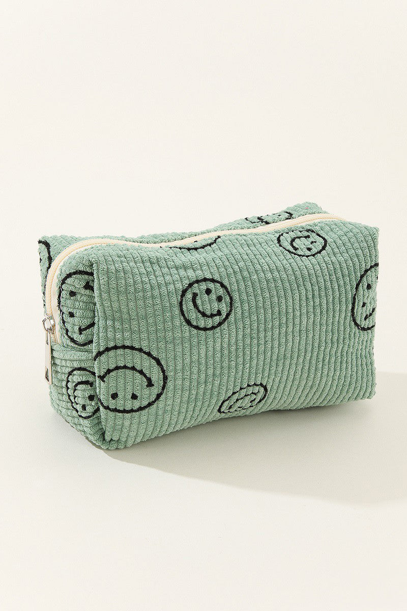 Outfit Flow - Zenana Smiley Face Corduroy Cosmetic Pouch