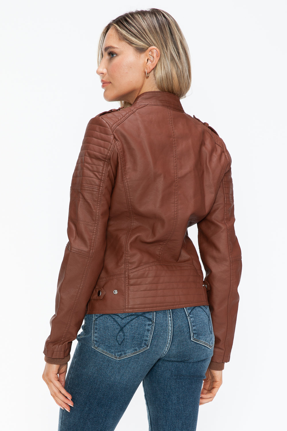 Outfit Flow - Snobbish PU Leather Biker Jacket with Side Zip Pockets