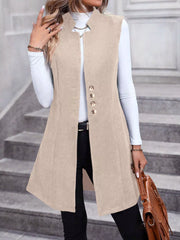 Button-Down Longline Vest Coat Trendsi
