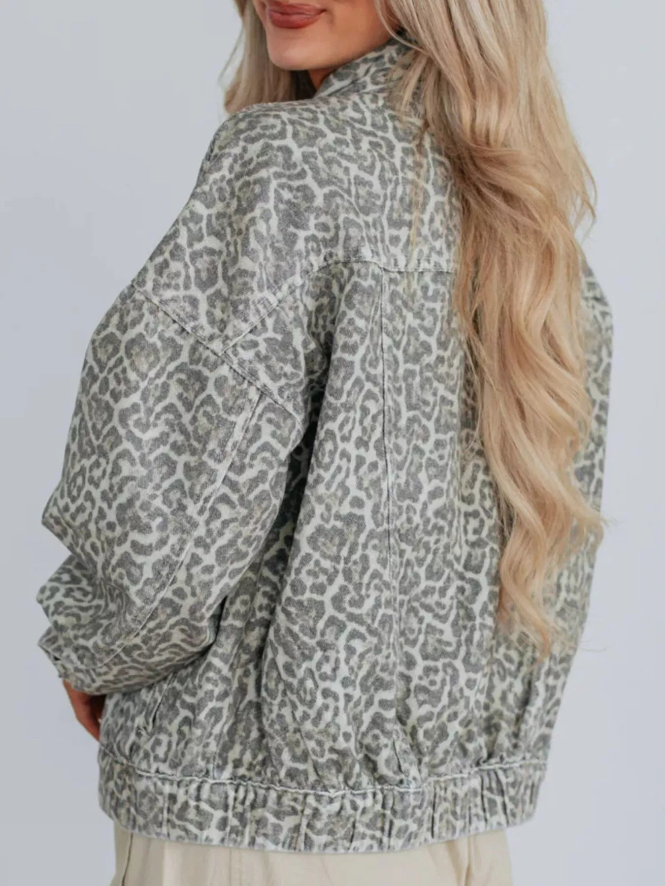 Leopard Button Up Denim Jacket OutfitFlow