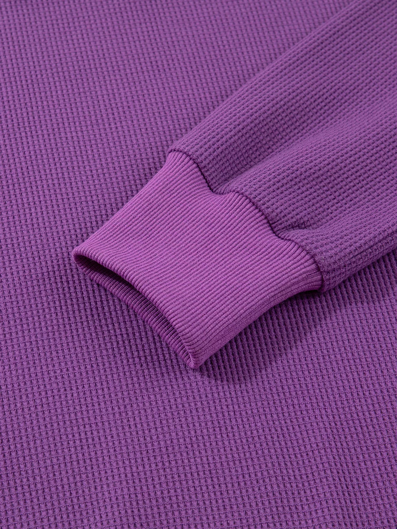 Solid Color Raw Seam Patchwork Ribbed Drop Shoulder Sweatshirt OutfitFlow