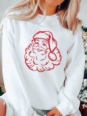Christmas Santa Rhinestone Drop Shoulder Sweatshirt OutfitFlow