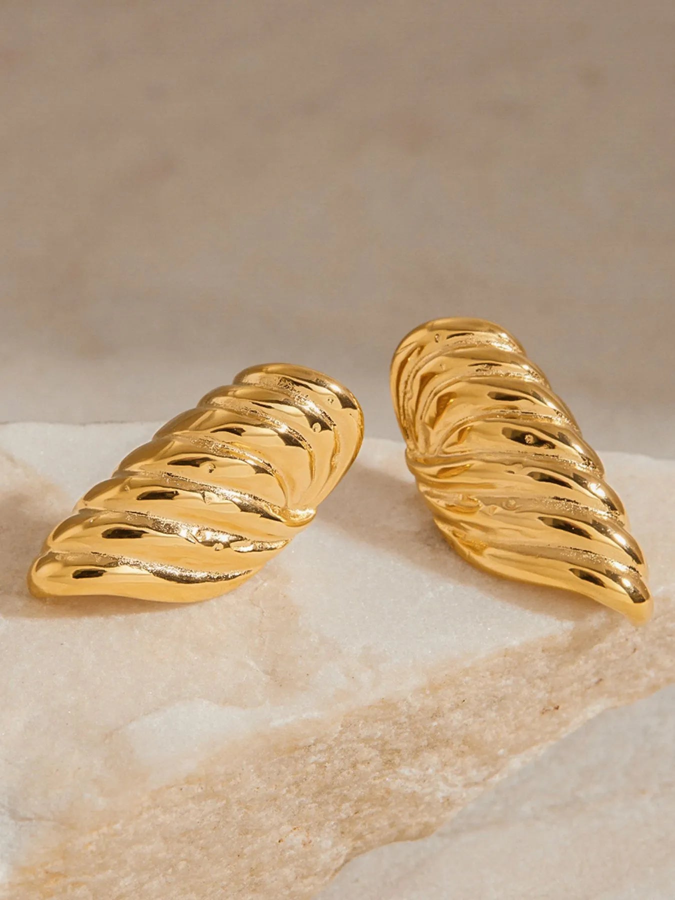 18K Gold-Plated Angel Wing Stud Earrings OutfitFlow