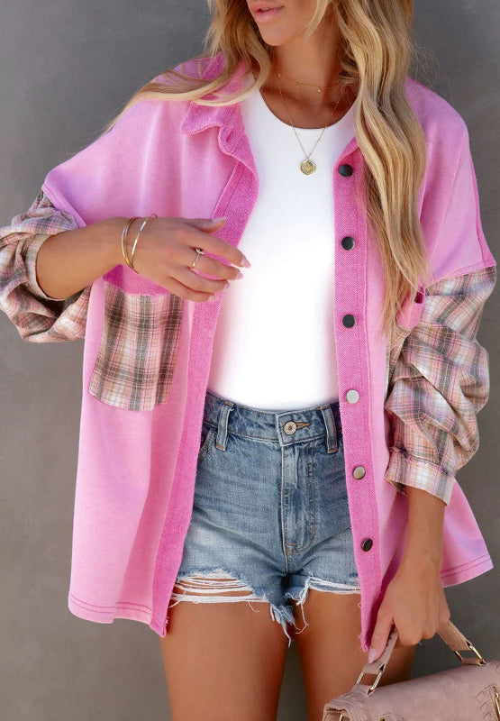 Outfit Flow - Plaid Button Up Jacket with Chest Pockets