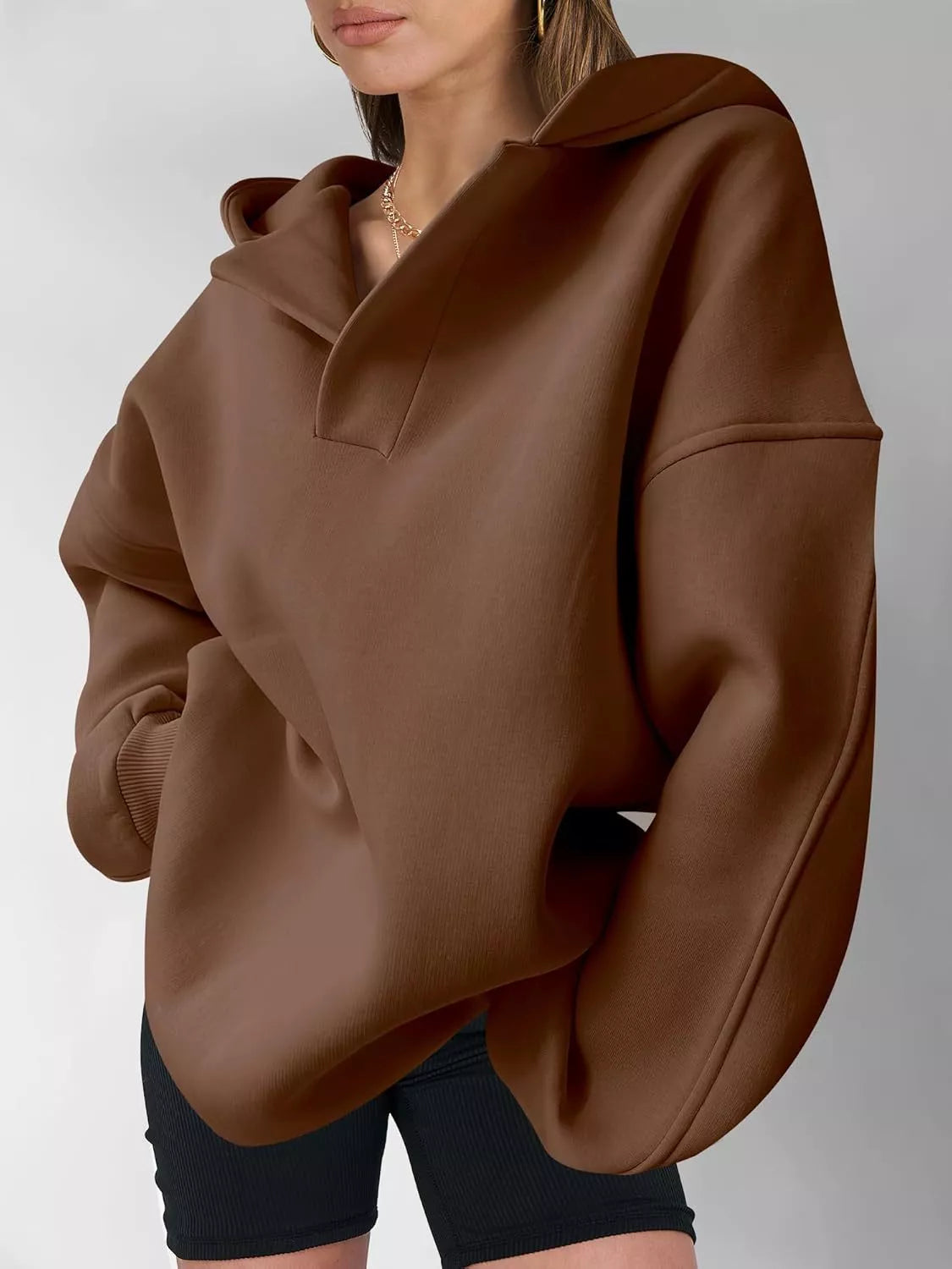 Dropped Shoulder Long Sleeve Sweatshirt OutfitFlow