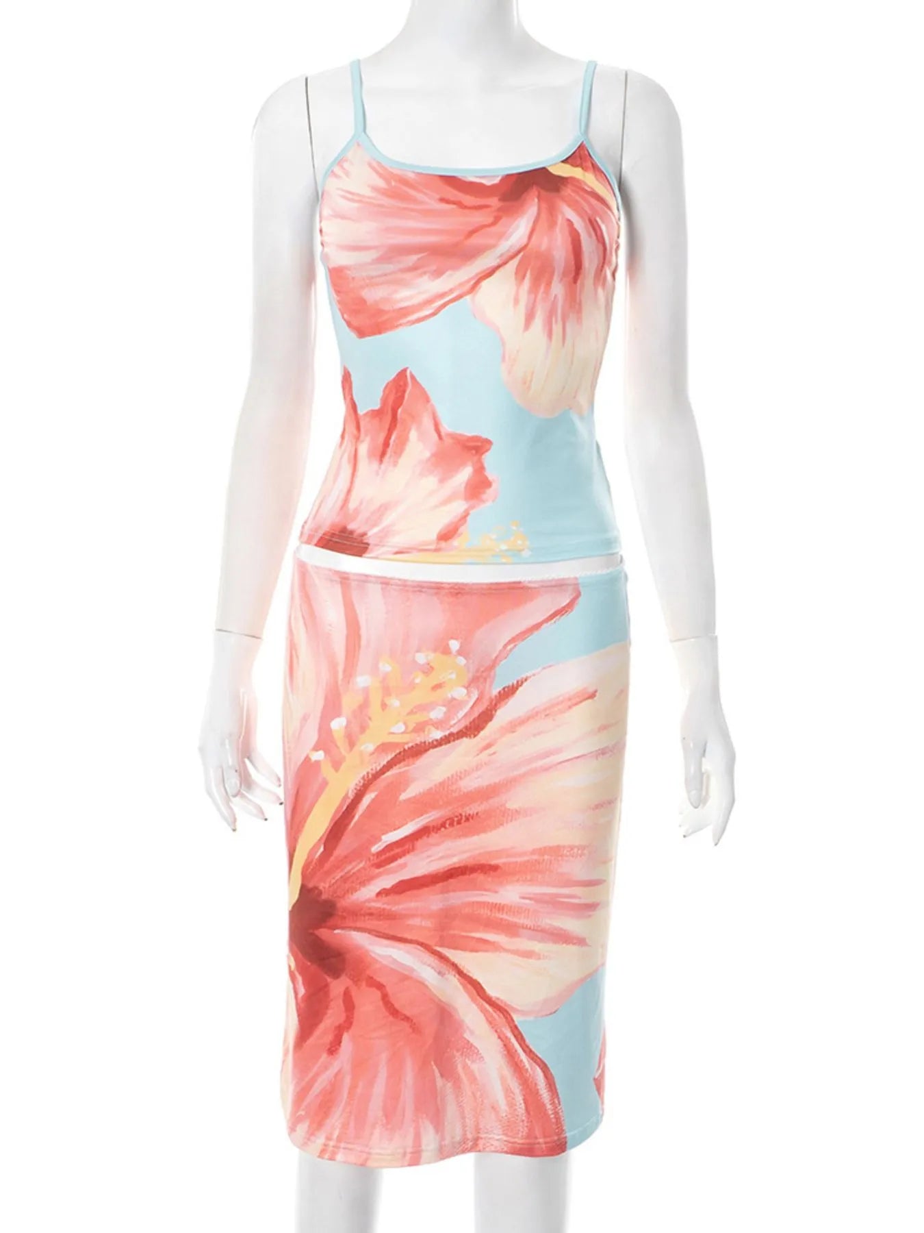 Printed Scoop Neck Cami and Skirt Set OutfitFlow