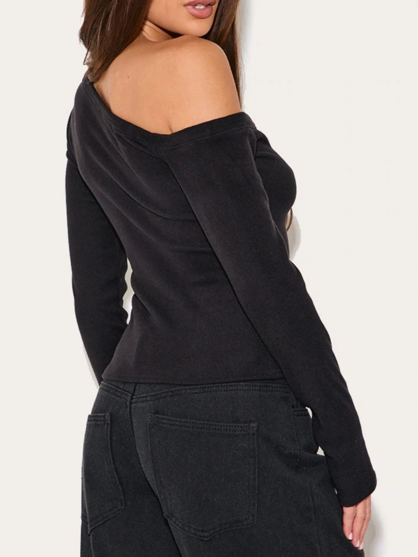 Asymmetrical Neck Button Up Cardigan OutfitFlow