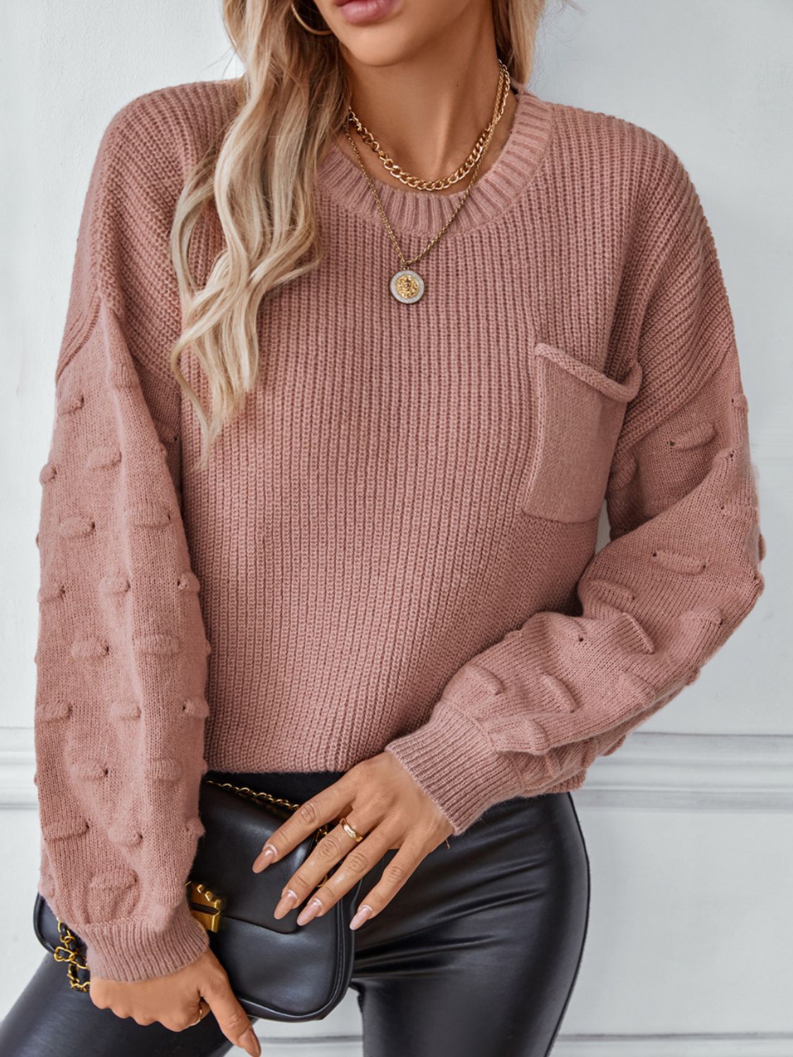 Outfit Flow - Round Neck Drop Shoulder Sweater