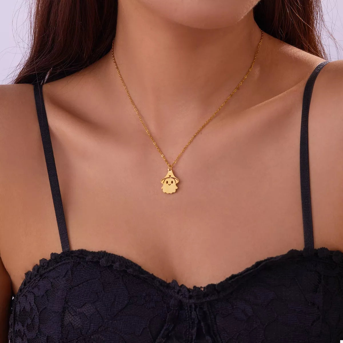 Halloween Ghost Pendant Necklace OutfitFlow