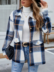 Plaid Button-Up Long Sleeve Shacket OutfitFlow
