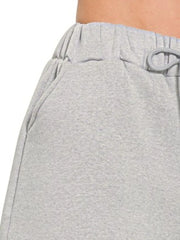 Zenana Fleece Drawstring Short Pants With Pockets OutfitFlow