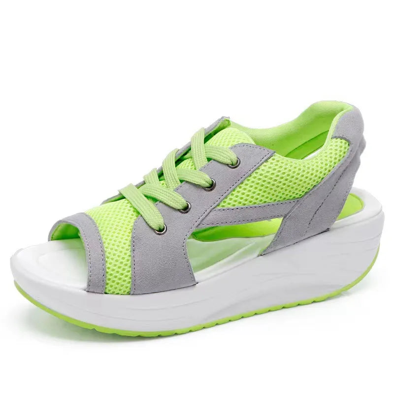 Mesh Breathable Platform Sandals Green OutfitFlow