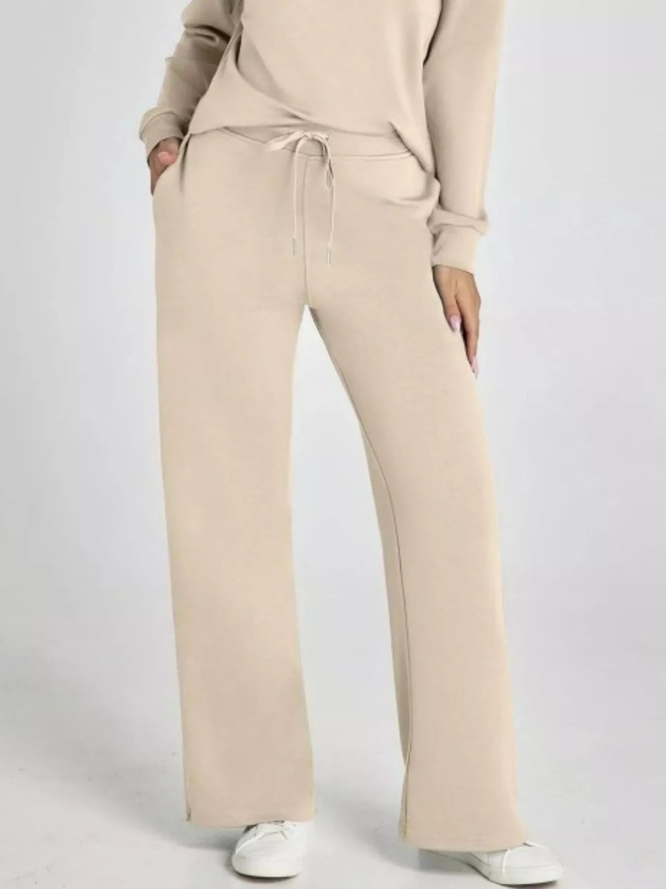 Full Size Johnny Collar Long Sleeve Top and Pants Plus Size OutfitFlow