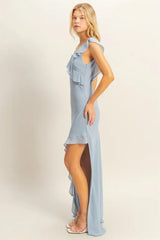 HYFVE Chiffon Ruffle Trim Midi Dress OutfitFlow