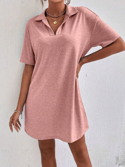 Johnny Collar Short Sleeve Polo Dress OutfitFlow