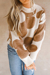 Outfit Flow - Contrast Flower Mock Neck Long Sleeve Sweater