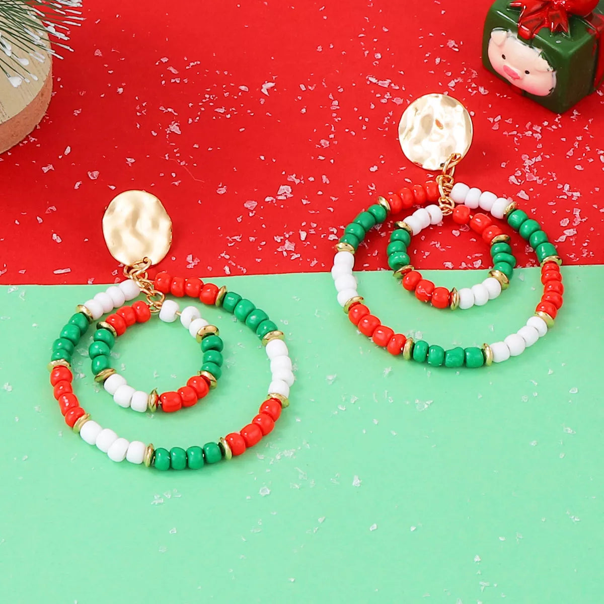 Christmas Beaded Hoop Earrings OutfitFlow
