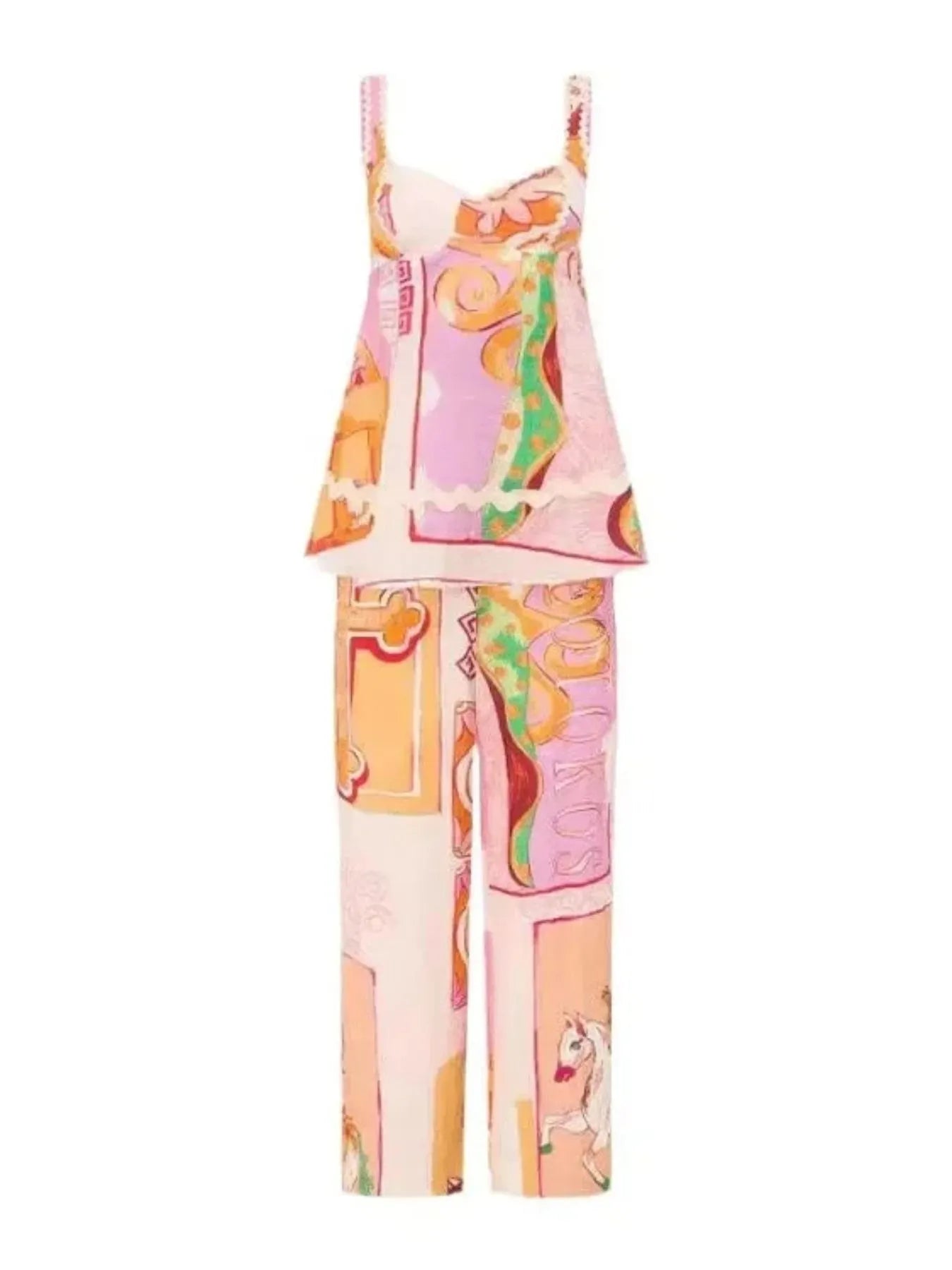 Tie Back Printed Cami and Pants Set OutfitFlow