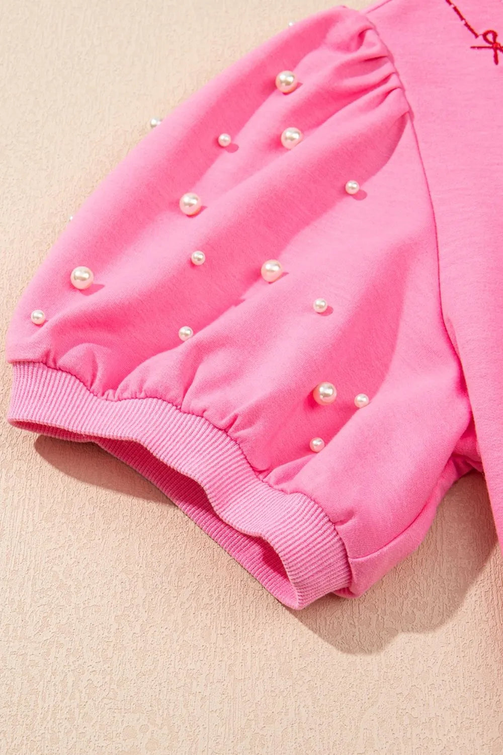 Contrast Bow Trim Pearl Puff Sleeve Blouse and Skort 2pcs Set OutfitFlow