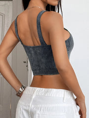 Ribbed Scoop Neck Crop Tank Top OutfitFlow