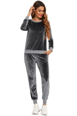 Outfit Flow - Round Neck Long Sleeve Loungewear Set with Pockets