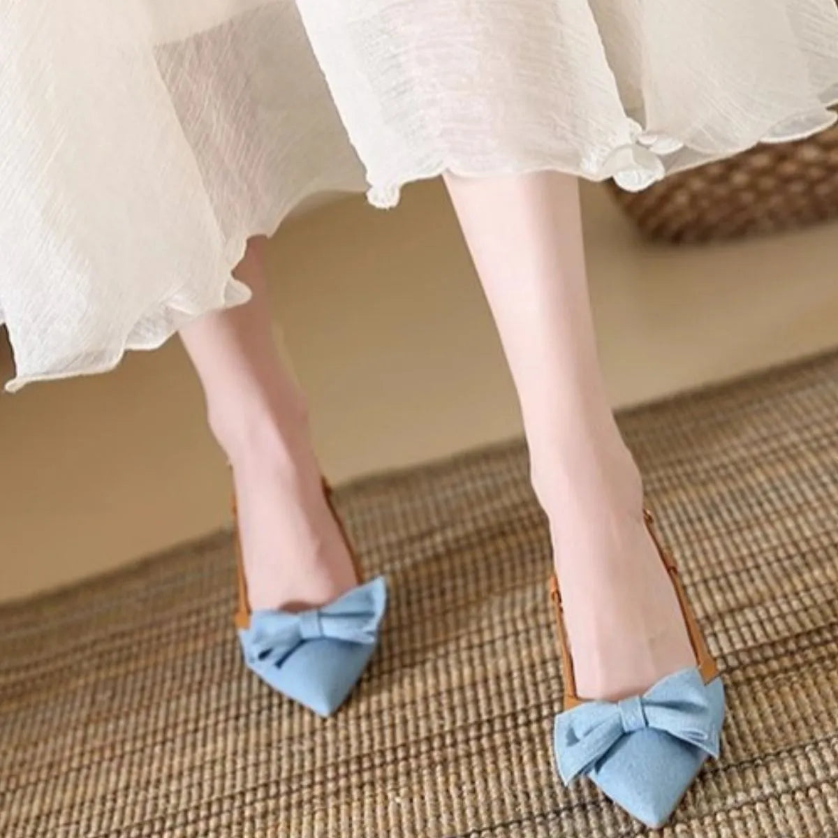 Point Toe Flare Heels Sandals OutfitFlow